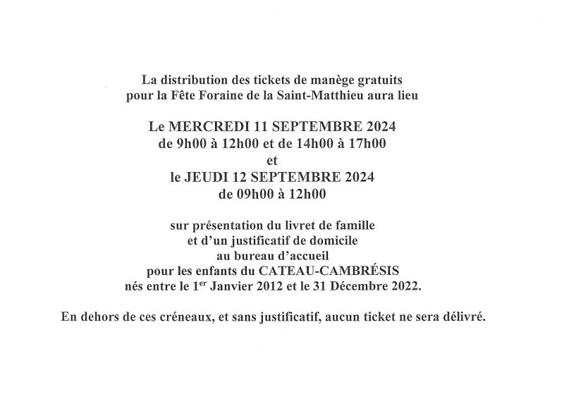 Tickets de manège offerts